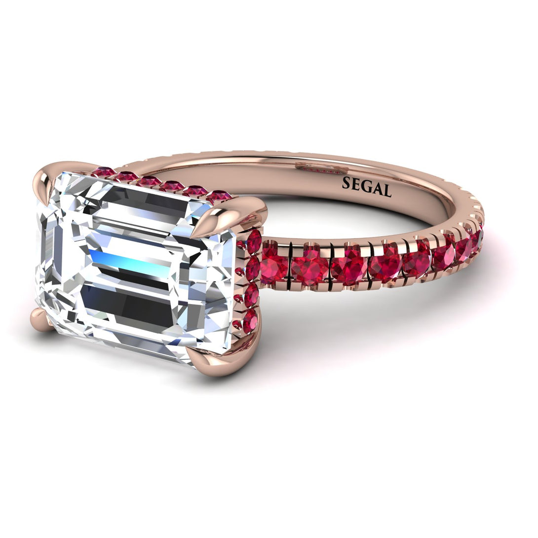 Emerald-Cut Diamond Pavé Engagement Ring - Daphne No. 47