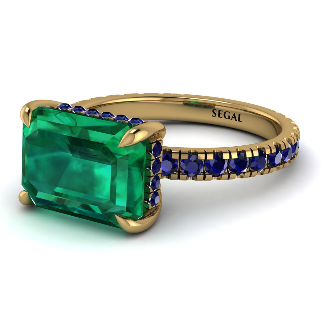 Emerald-Cut Emerald Pavé Engagement Ring - Daphne No. 64