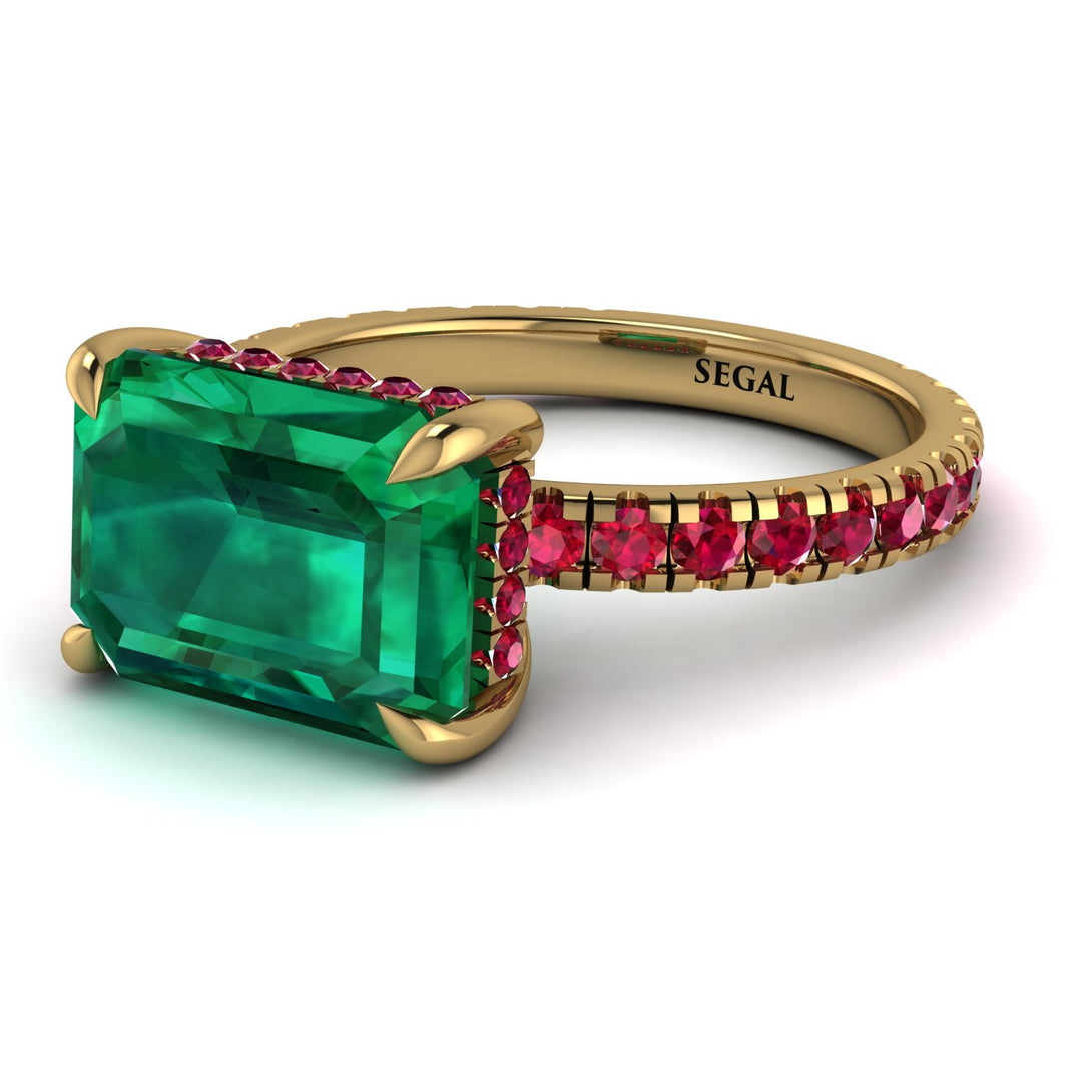 Emerald-Cut Emerald Pavé Engagement Ring - Daphne No. 49
