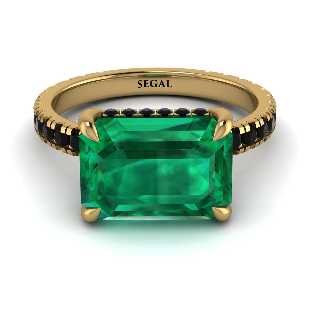 Emerald-Cut Emerald Pavé Engagement Ring - Daphne No. 34