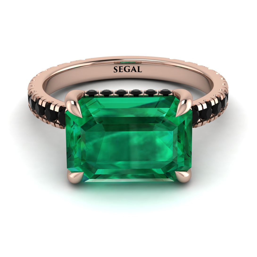 Emerald-Cut Emerald Pavé Engagement Ring - Daphne No. 35