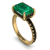 Emerald-Cut Emerald Pavé Engagement Ring - Daphne No. 34 image 1