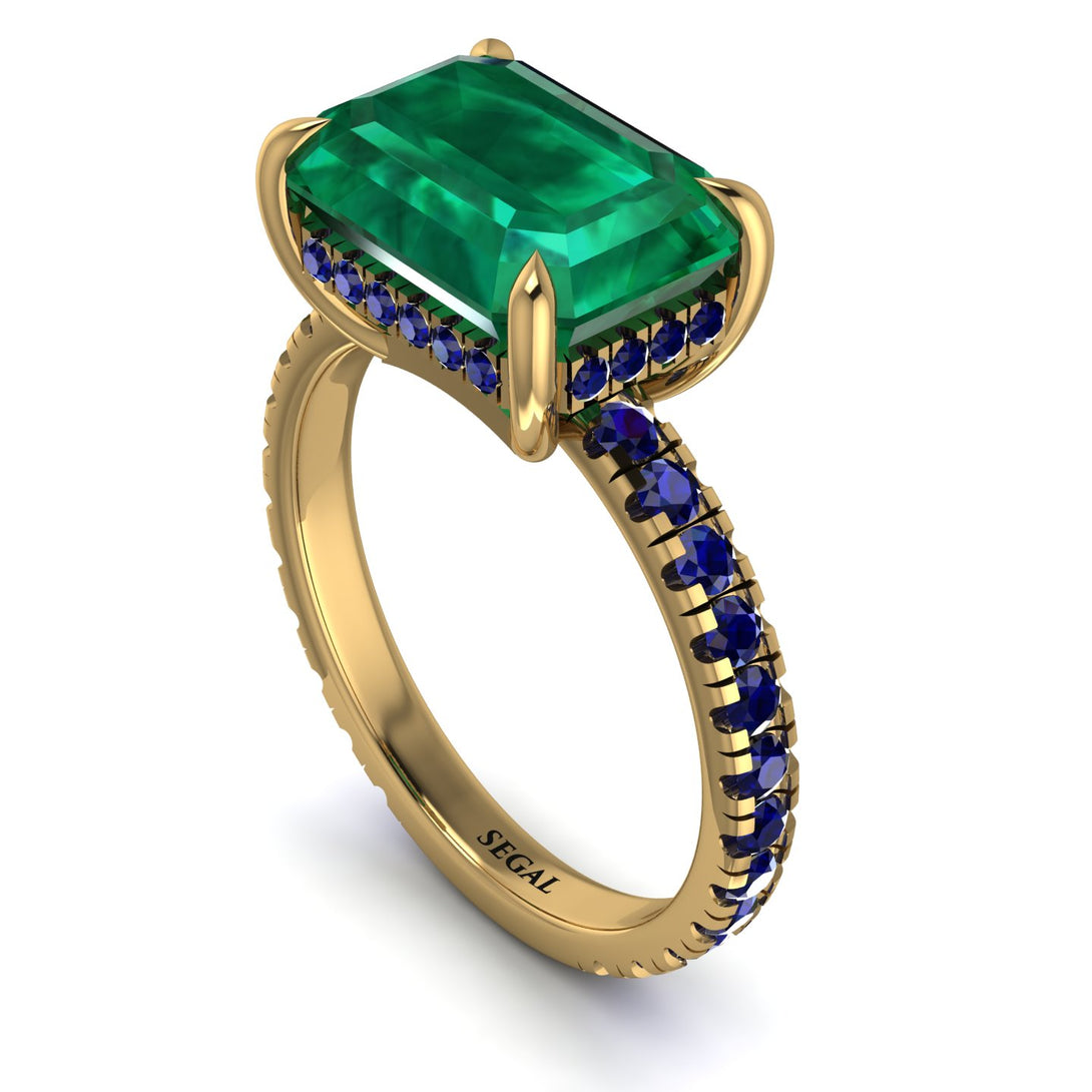 Emerald-Cut Emerald Pavé Engagement Ring - Daphne No. 64