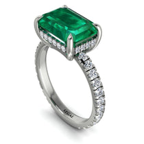 Emerald-Cut Emerald Pavé Engagement Ring - Daphne No. 6 image 1