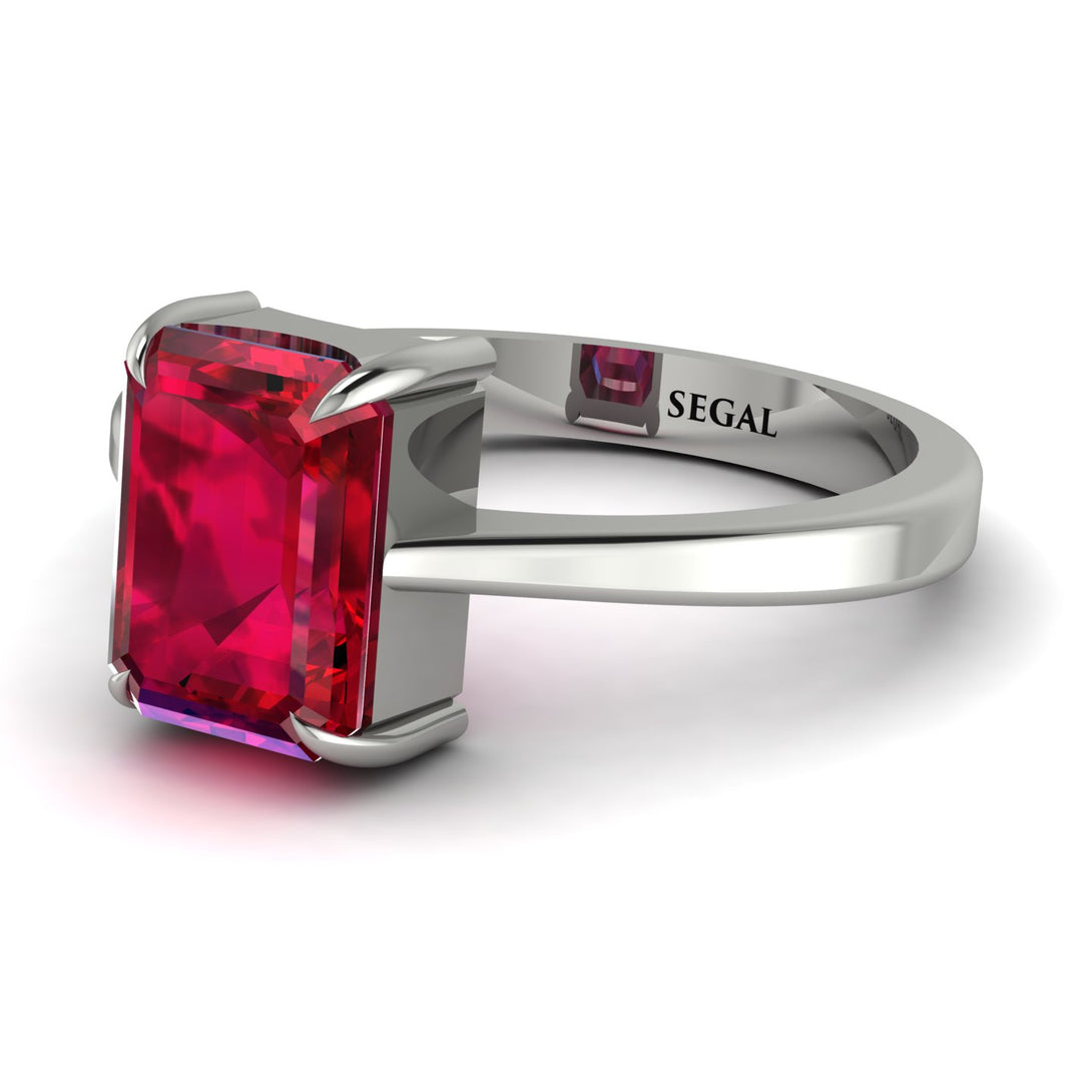 Emerald Cut Ruby Solitaire Engagement Ring - Lana No. 12