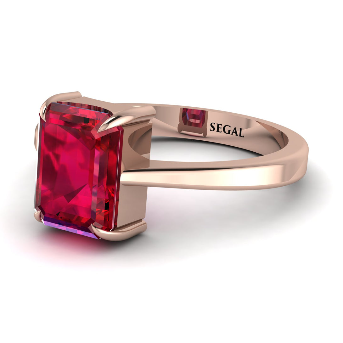 Emerald Cut Ruby Solitaire Engagement Ring - Lana No. 11