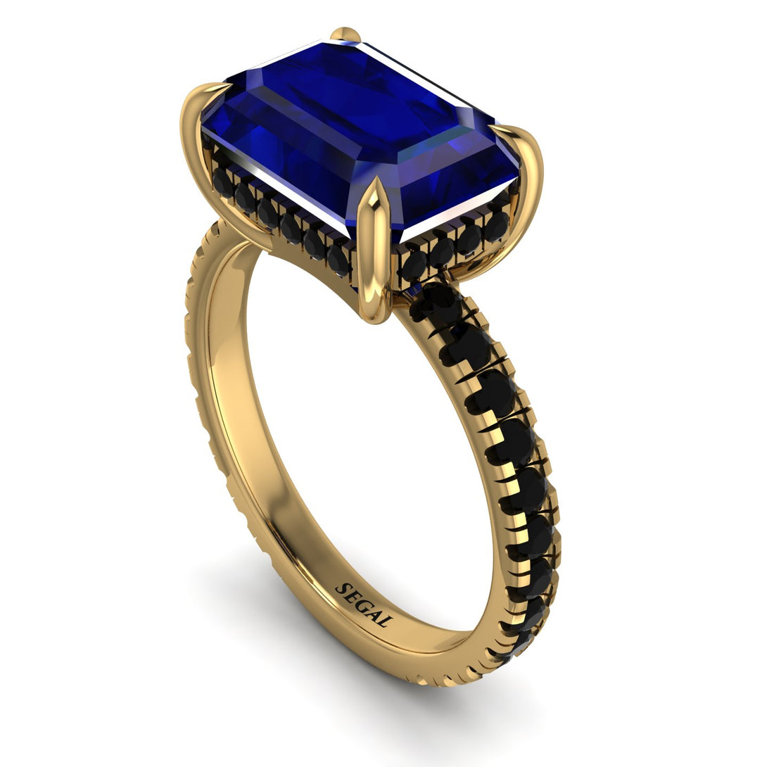 Emerald-Cut Sapphire Pavé Engagement Ring - Daphne No. 43
