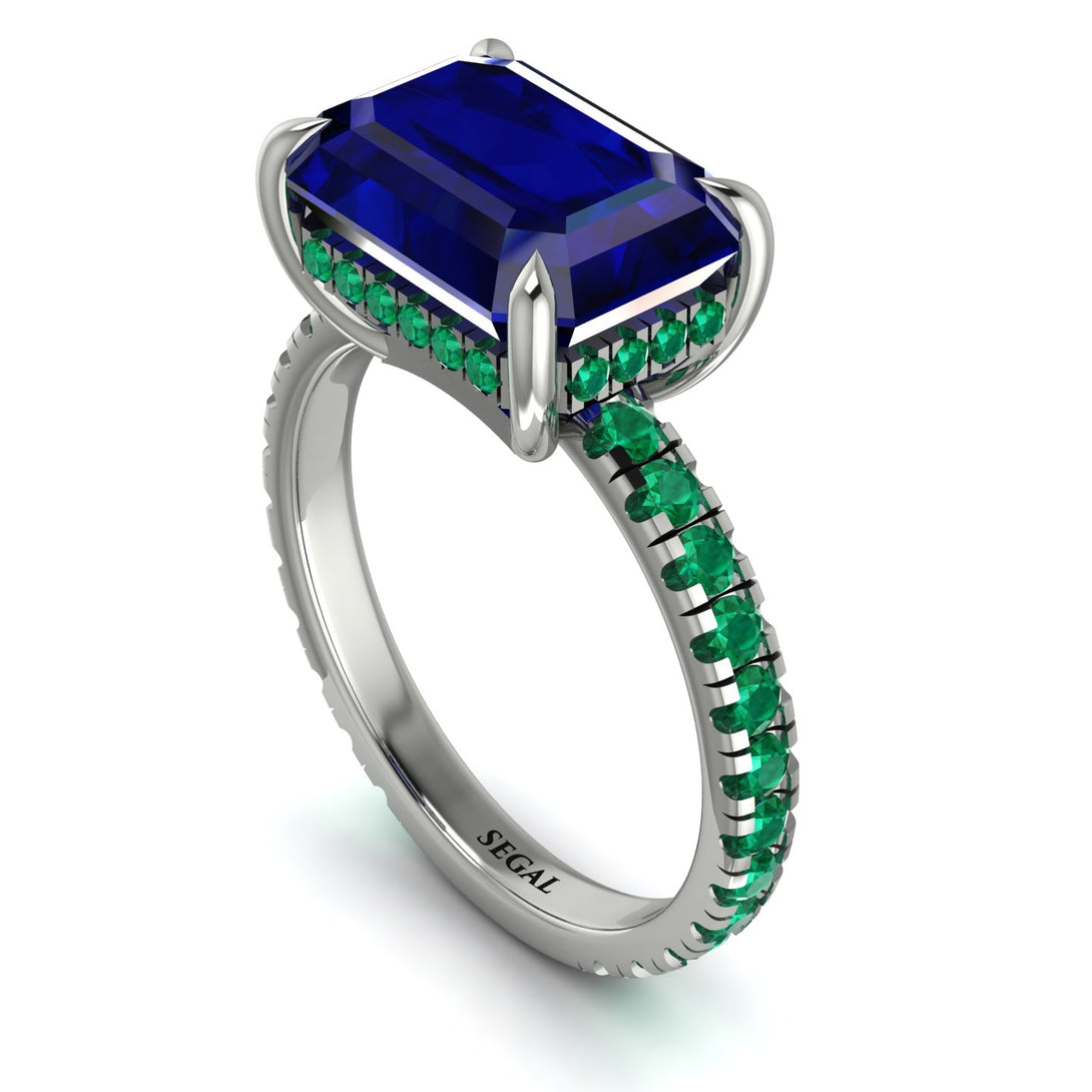 Emerald-Cut Sapphire Pavé Engagement Ring - Daphne No. 30