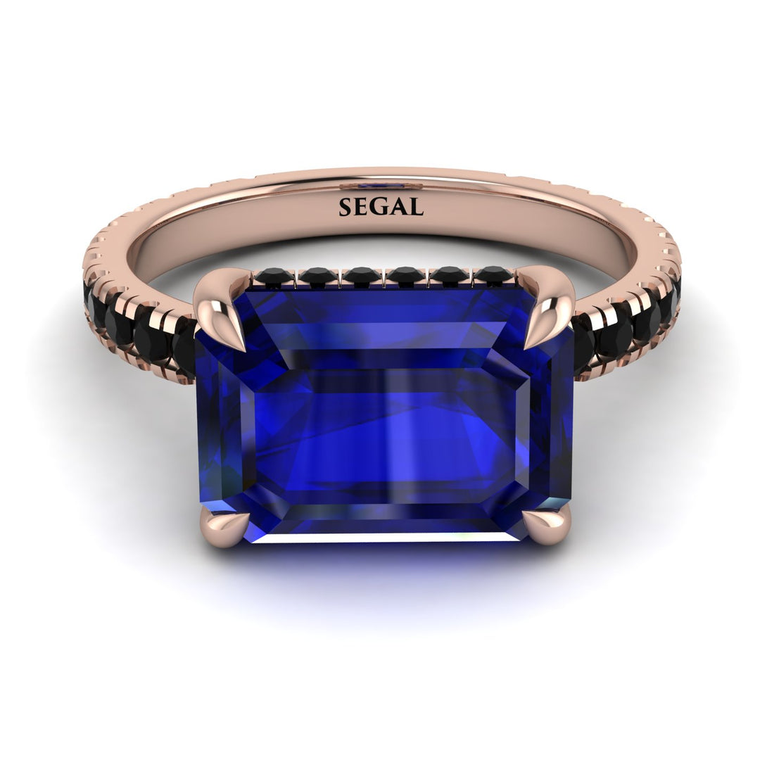 Emerald-Cut Sapphire Pavé Engagement Ring - Daphne No. 44