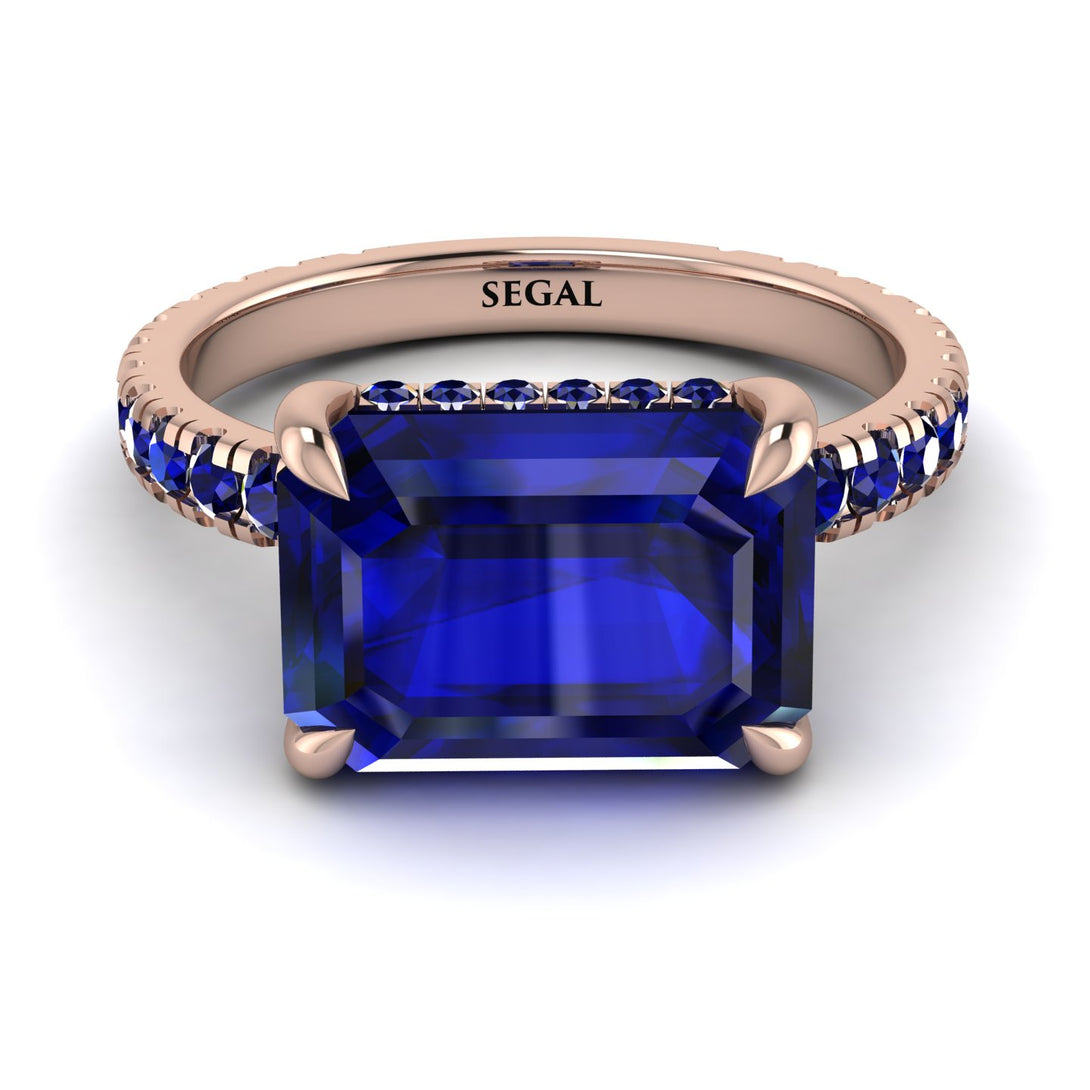 Emerald-Cut Sapphire Pavé Engagement Ring - Daphne No. 74