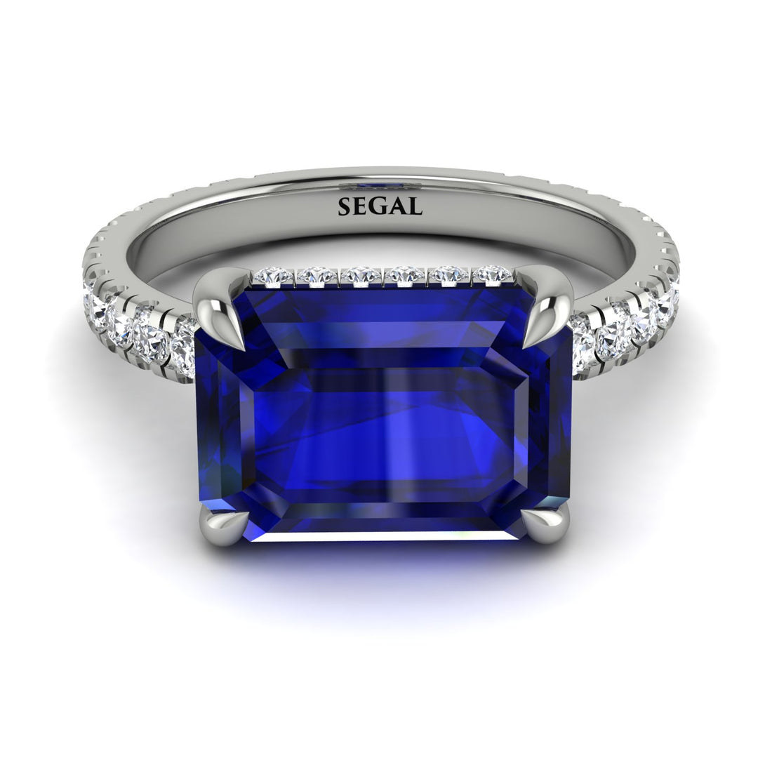 Emerald-Cut Sapphire Pavé Engagement Ring - Daphne No. 15