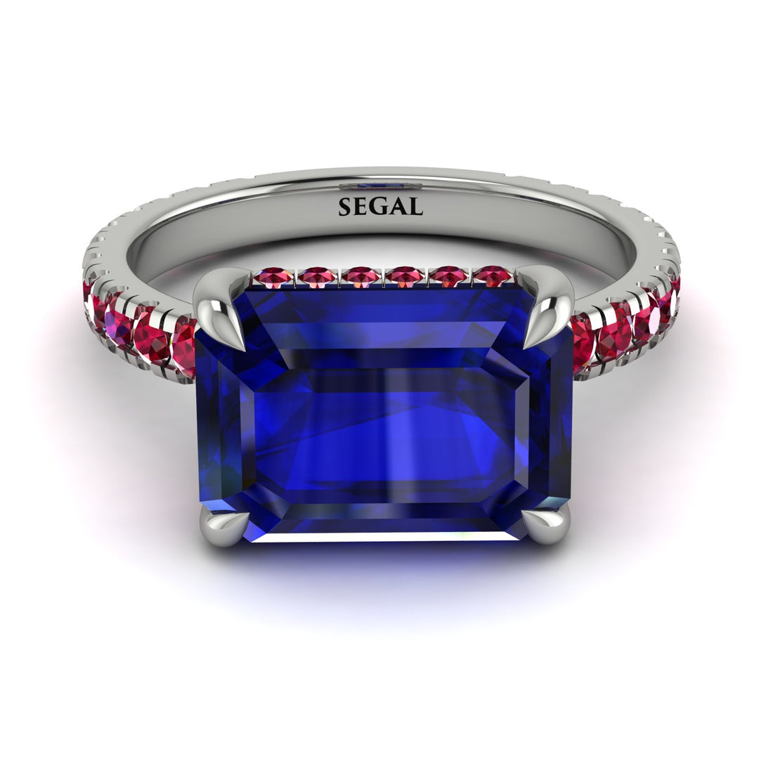 Emerald-Cut Sapphire Pavé Engagement Ring - Daphne No. 60