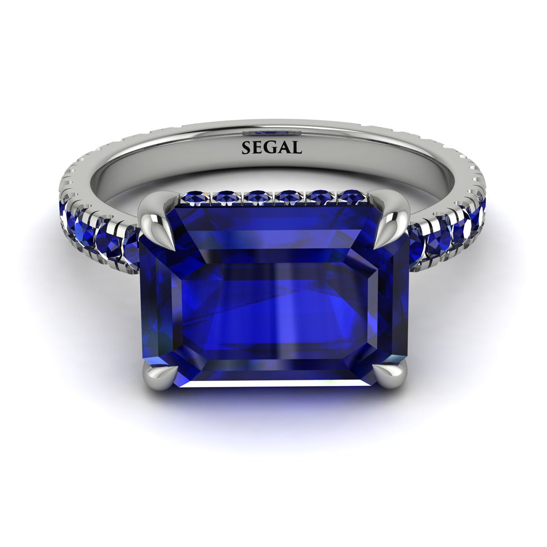 Emerald-Cut Sapphire Pavé Engagement Ring - Daphne No. 75