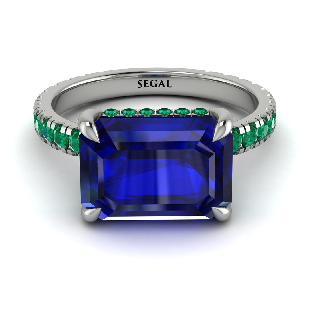 Emerald-Cut Sapphire Pavé Engagement Ring - Daphne No. 30