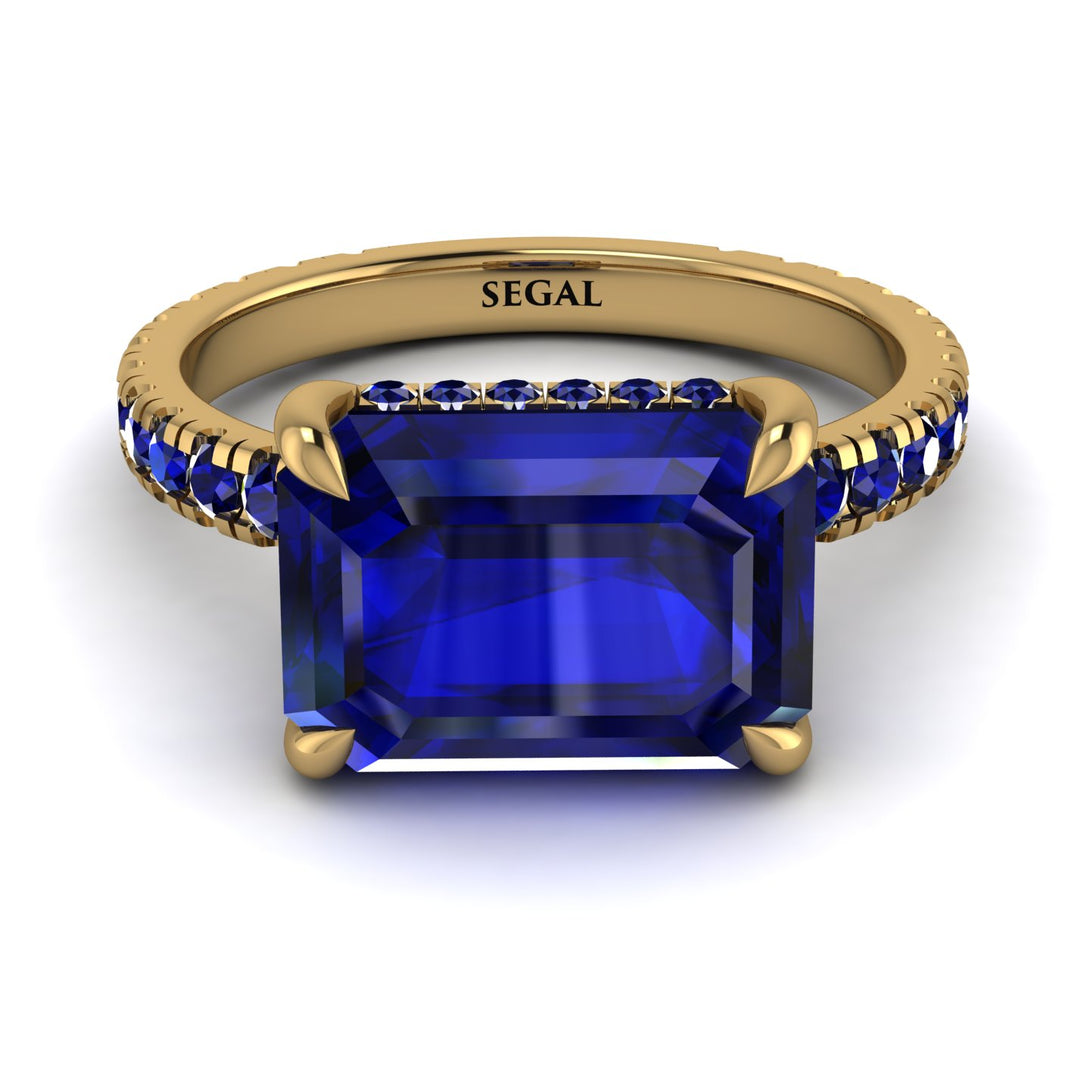 Emerald-Cut Sapphire Pavé Engagement Ring - Daphne No. 73