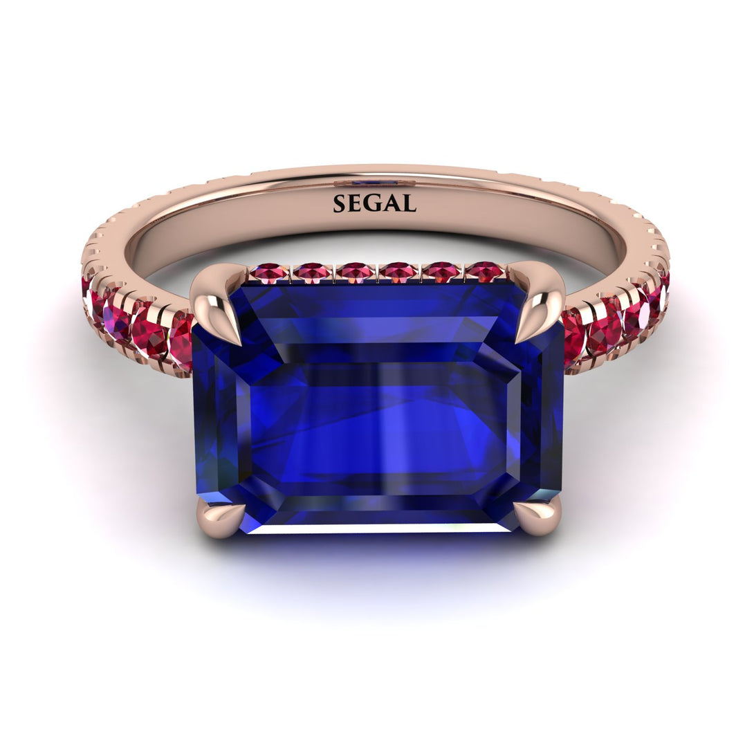 Emerald-Cut Sapphire Pavé Engagement Ring - Daphne No. 59