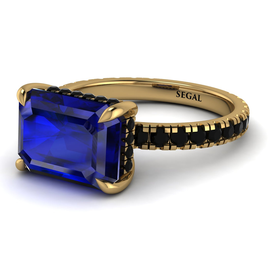 Emerald-Cut Sapphire Pavé Engagement Ring - Daphne No. 43