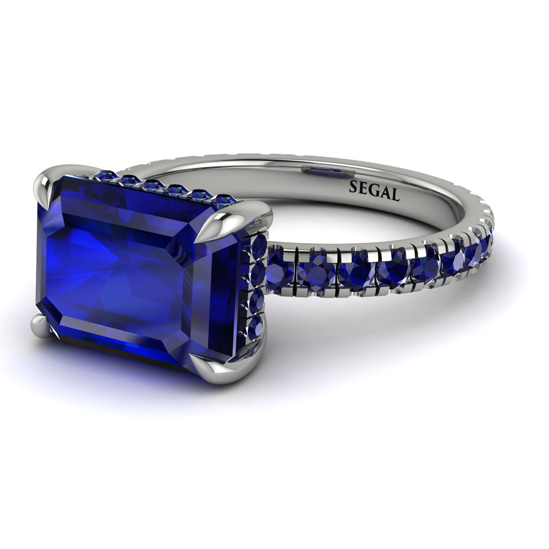 Emerald-Cut Sapphire Pavé Engagement Ring - Daphne No. 75