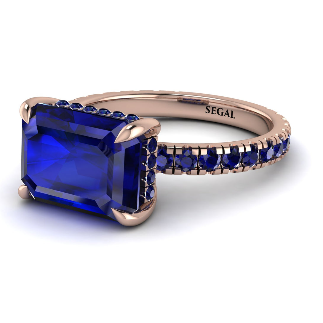 Emerald-Cut Sapphire Pavé Engagement Ring - Daphne No. 74