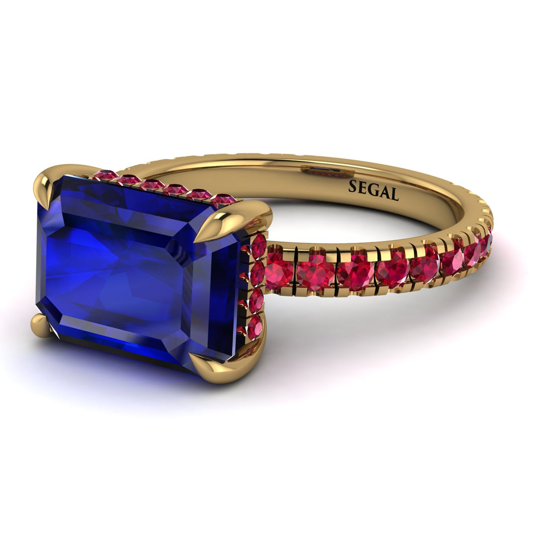 Emerald-Cut Sapphire Pavé Engagement Ring - Daphne No. 58