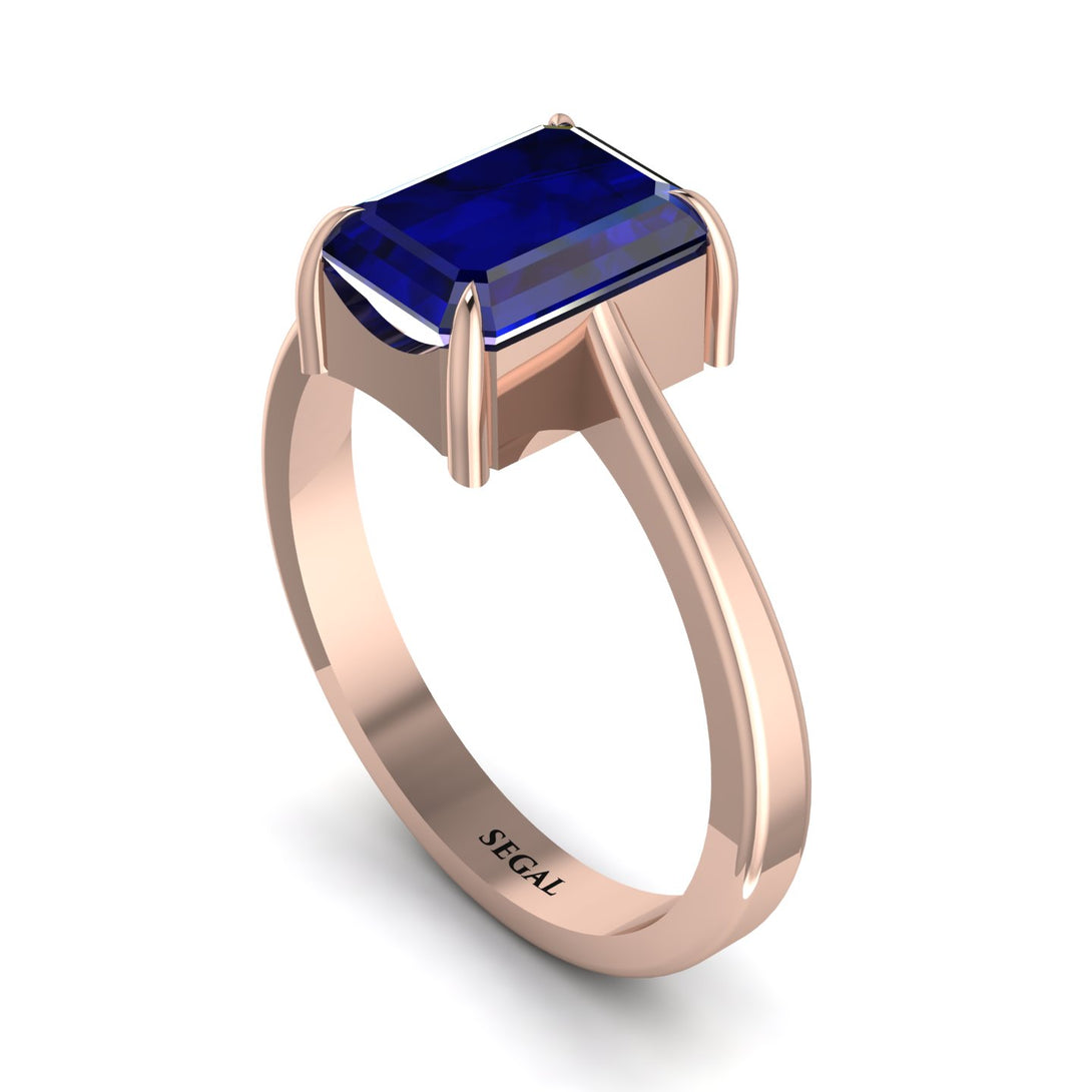 Emerald Cut Sapphire Solitaire Engagement Ring - Lana No. 14
