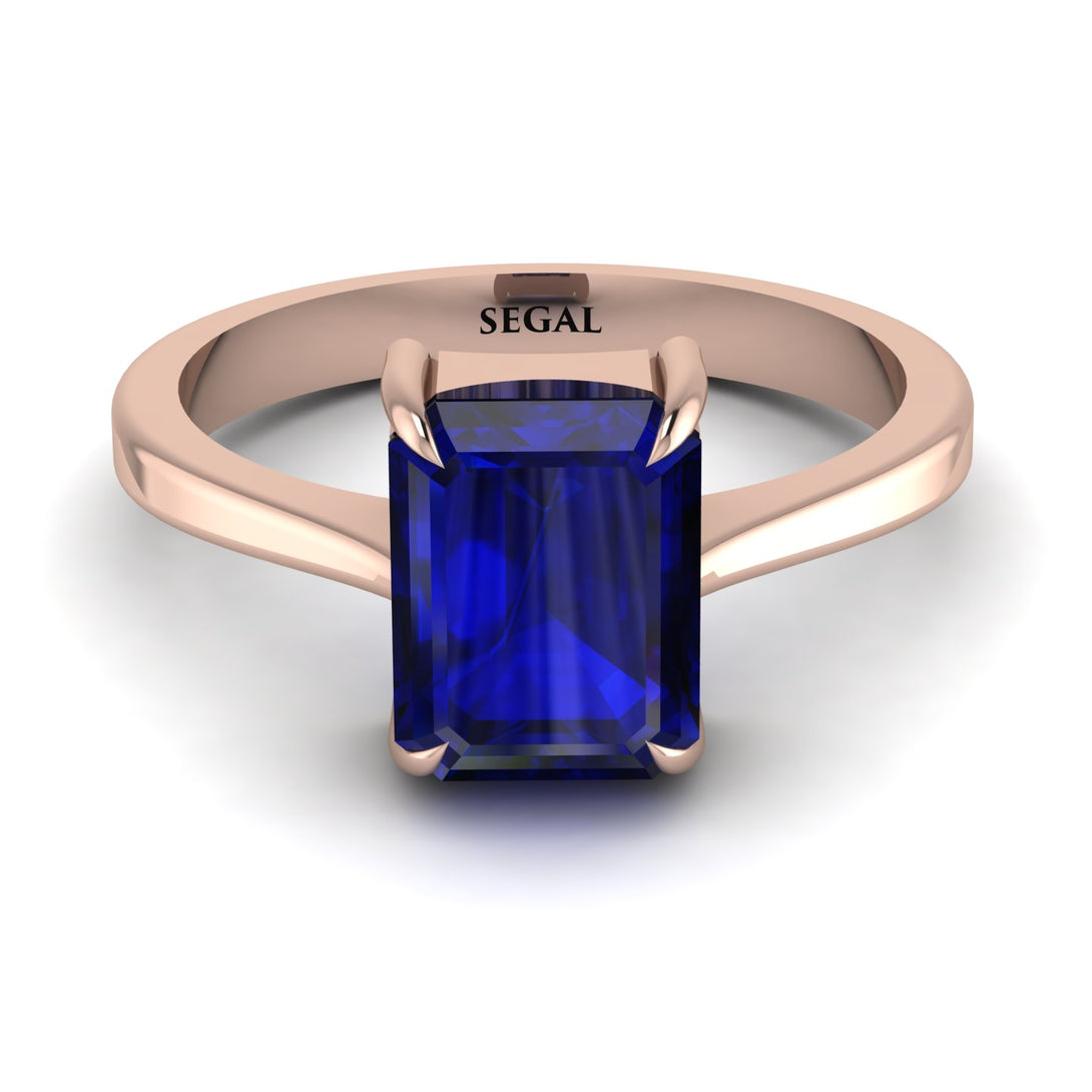 Emerald Cut Sapphire Solitaire Engagement Ring - Lana No. 14