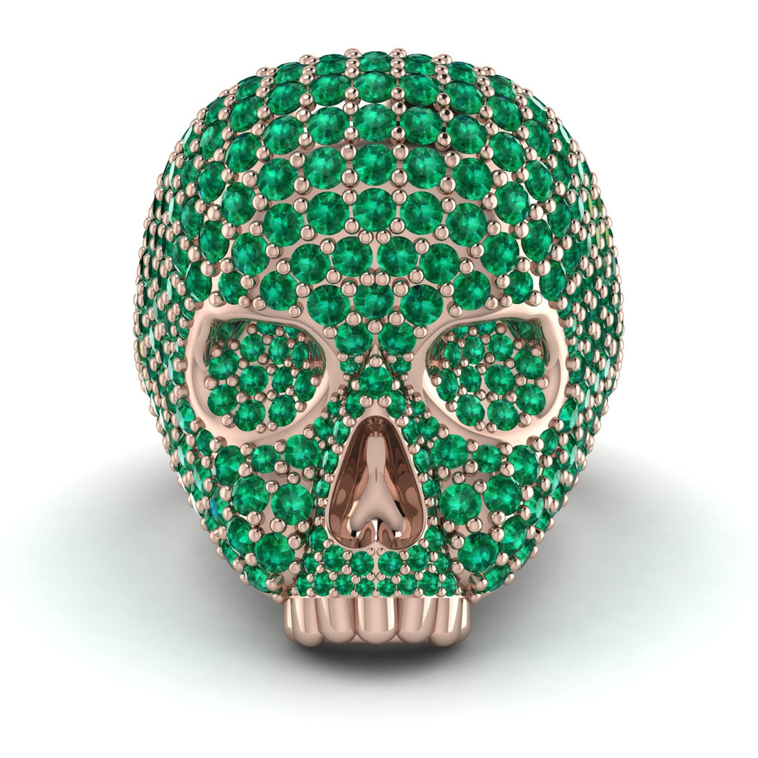 Emerald-Encrusted Skull Men's Fashion Ring - Jules No. 5