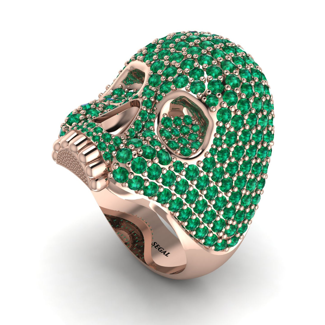 Emerald-Encrusted Skull Men's Fashion Ring - Jules No. 5