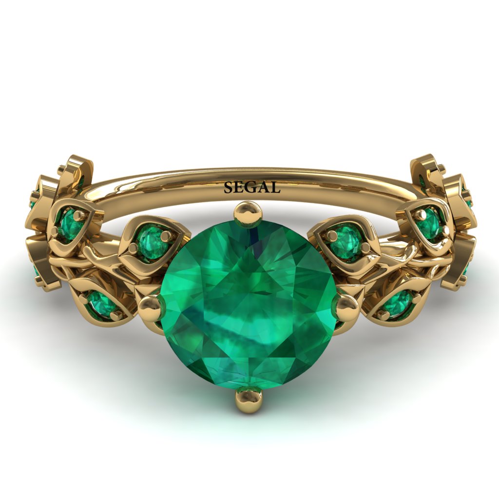 Kit Custom 22k Leaves All Around Emerald Ring - Sydney 2ct No. 190