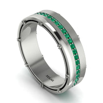 Emerald Eternal Elegance Men’s Wedding Ring - Roman No. 6 image 1