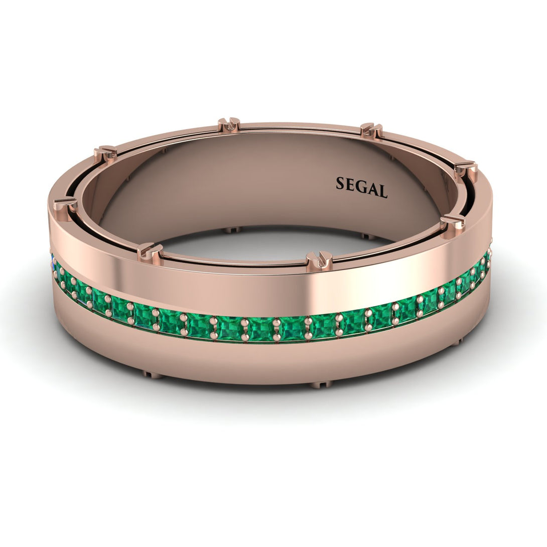 Emerald Eternal Elegance Men’s Wedding Ring - Roman No. 5