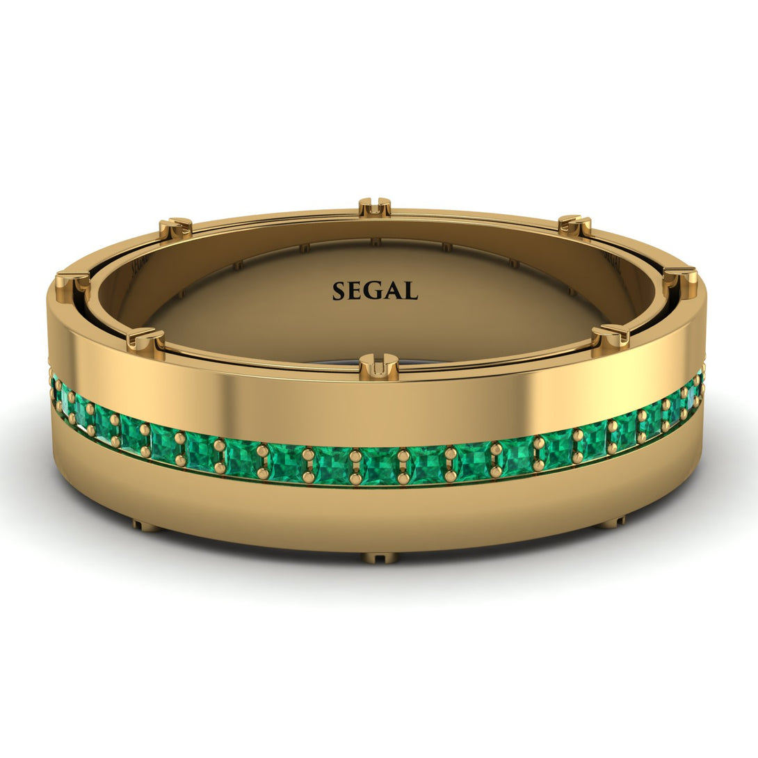 Emerald Eternal Elegance Men’s Wedding Ring - Roman No. 4
