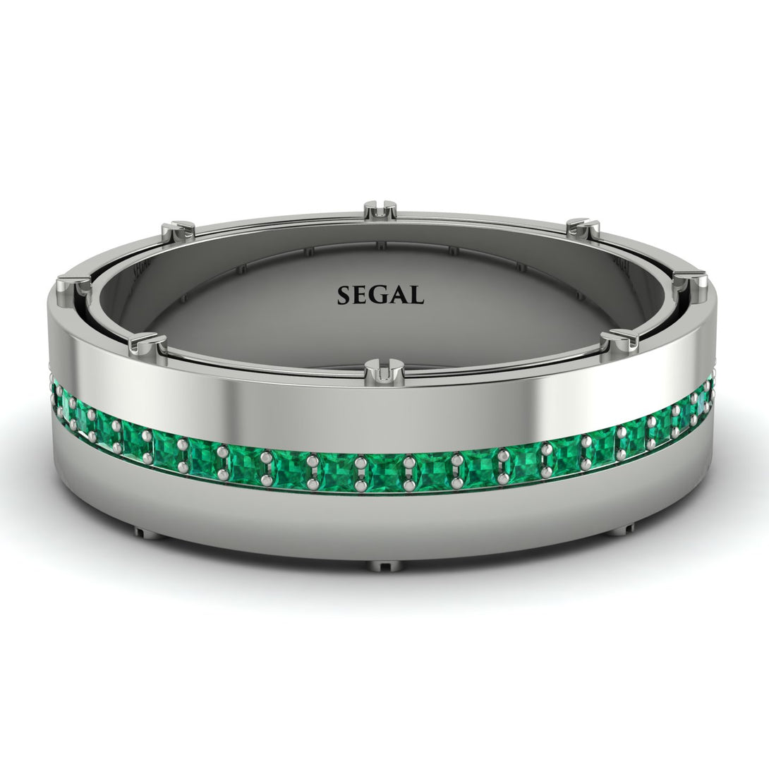 Emerald Eternal Elegance Men’s Wedding Ring - Roman No. 6