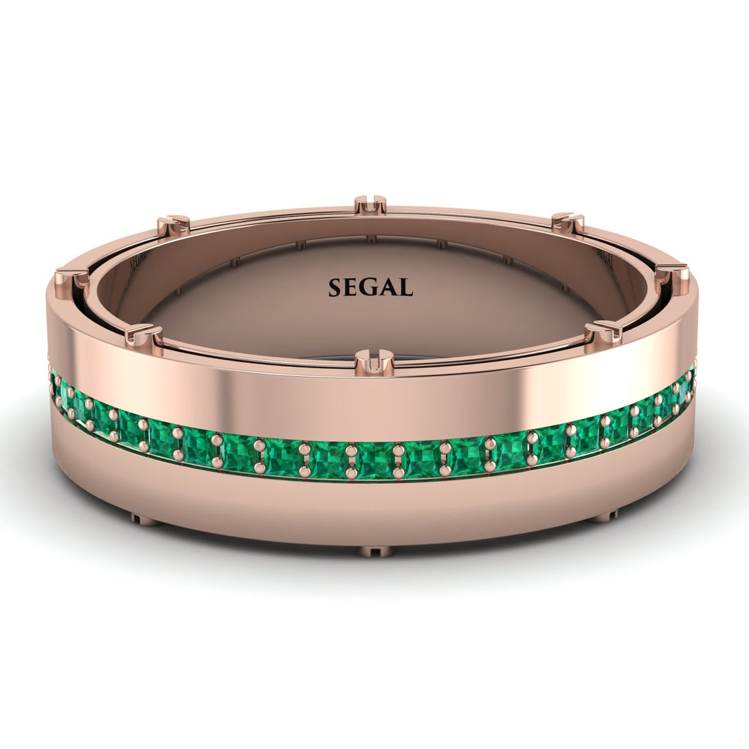 Emerald Eternal Elegance Men’s Wedding Ring - Roman No. 5