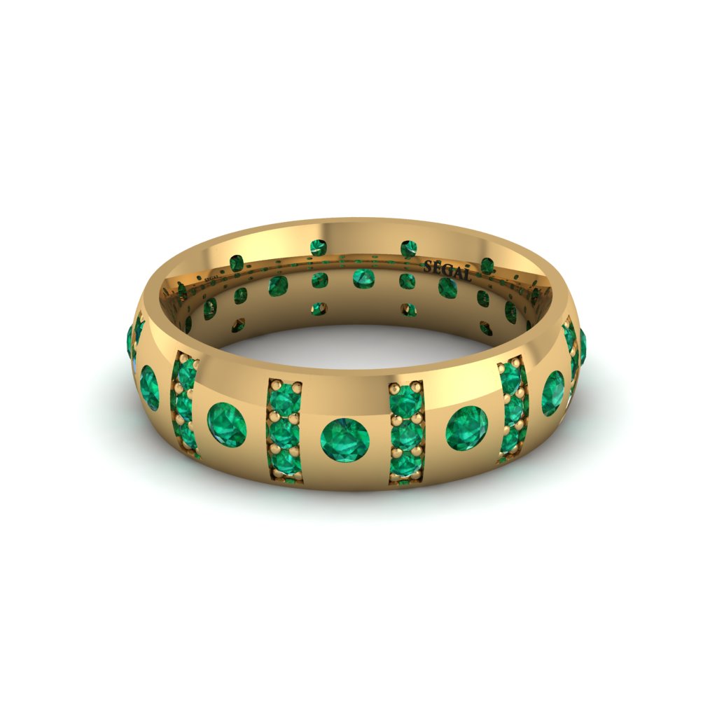 Emerald Gold Men's Wedding Ring - Zion No. 19