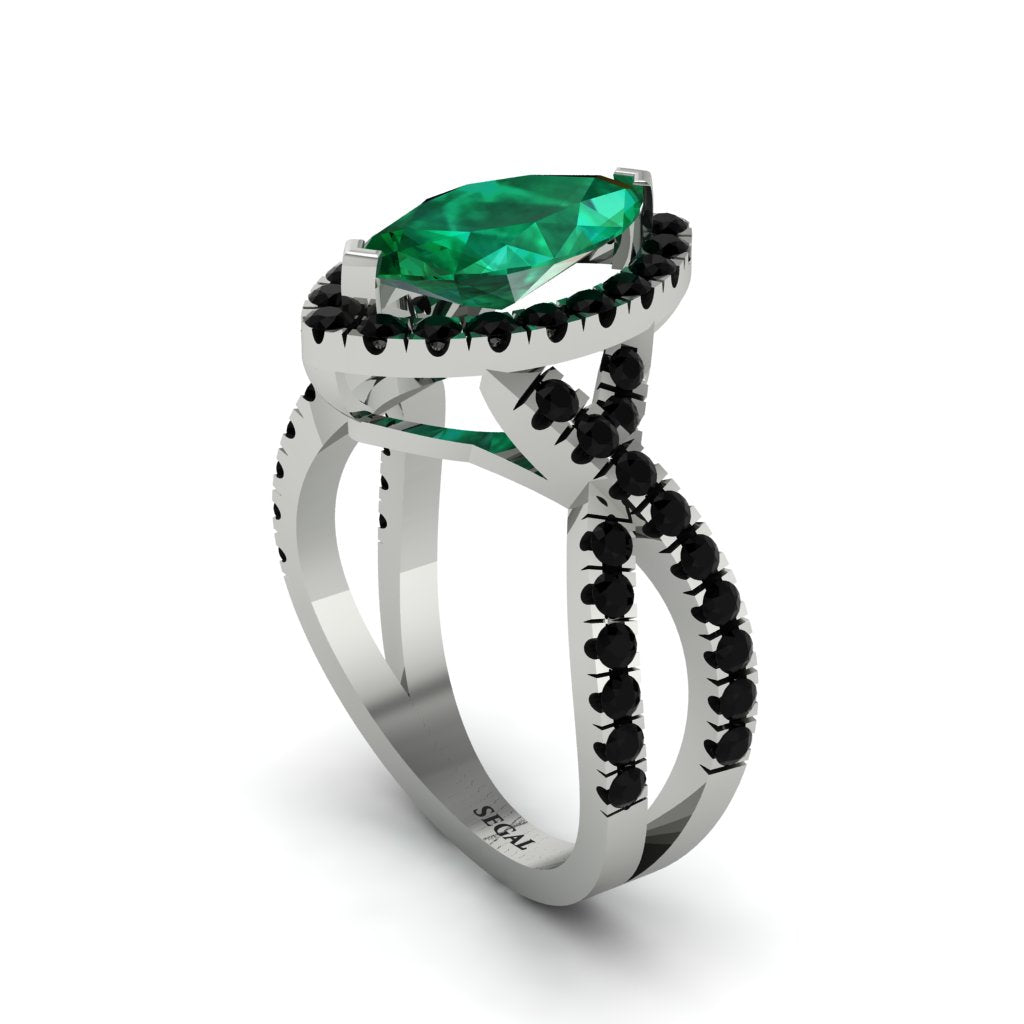Emerald Marquise Split Shank Engagement Ring - Carly No. 36