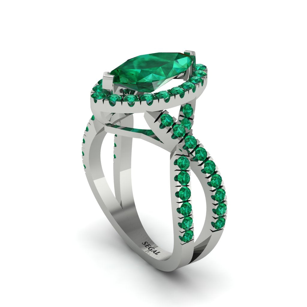 Emerald Marquise Split Shank Engagement Ring - Carly No. 21