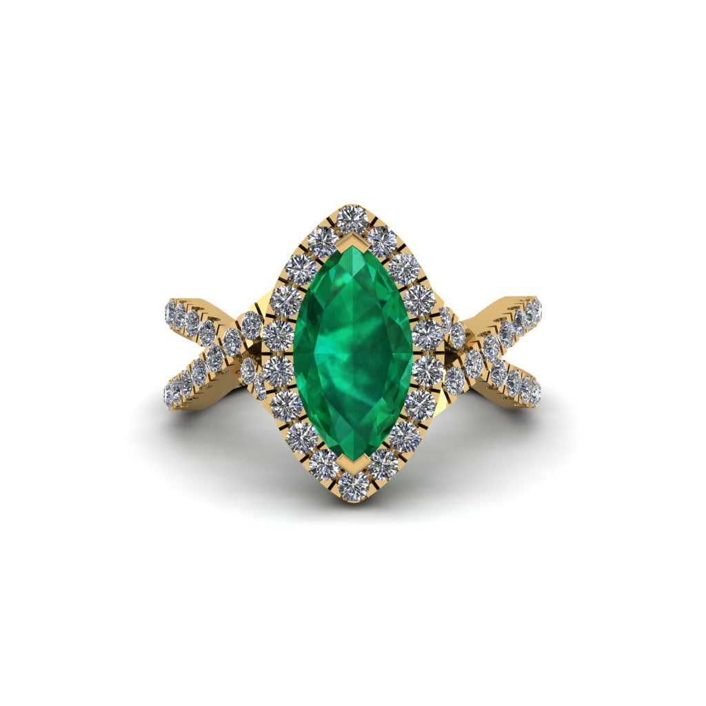 Emerald Marquise Split Shank Engagement Ring - Carly No. 4