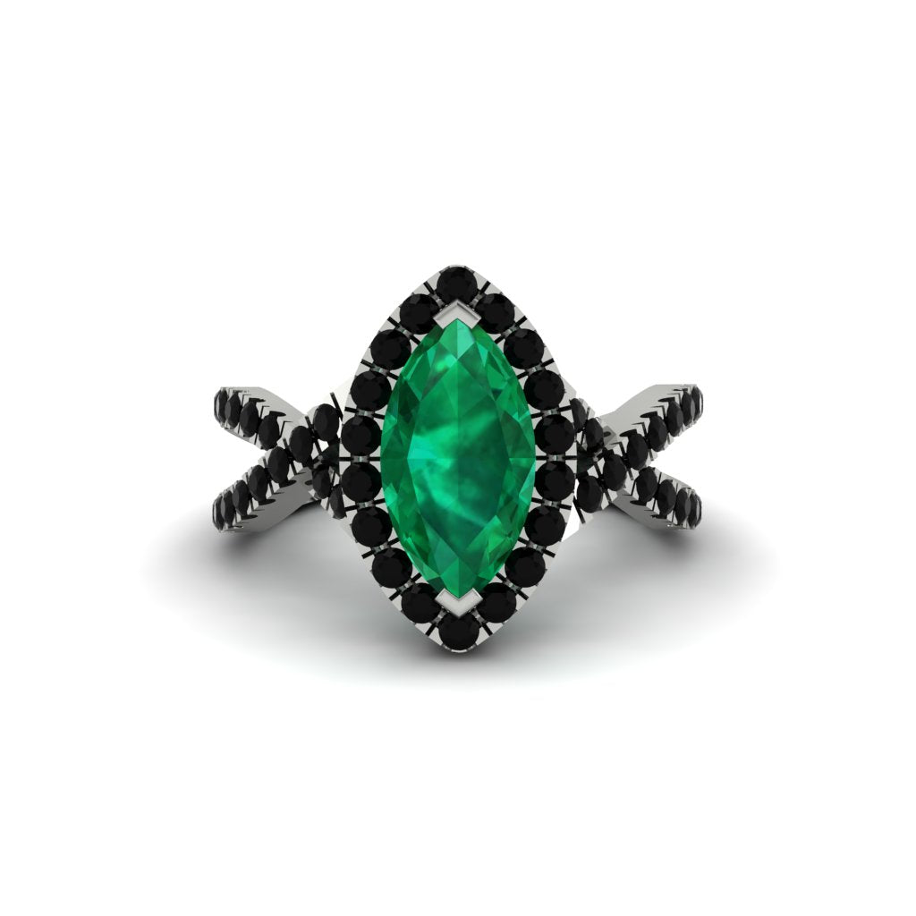 Emerald Marquise Split Shank Engagement Ring - Carly No. 36