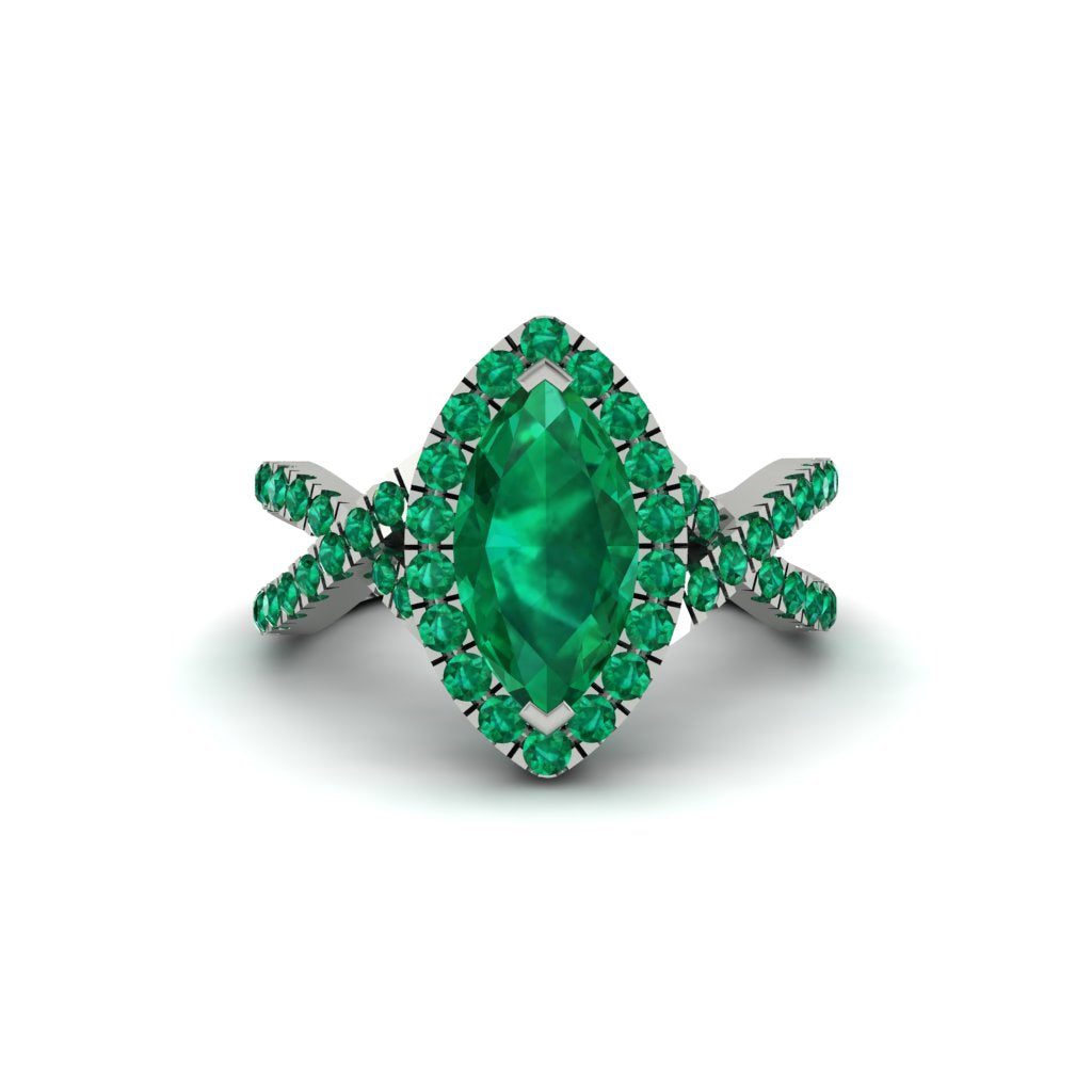 Emerald Marquise Split Shank Engagement Ring - Carly No. 21