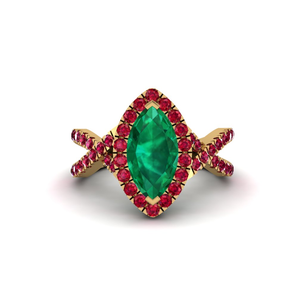 Emerald Marquise Split Shank Engagement Ring - Carly No. 49