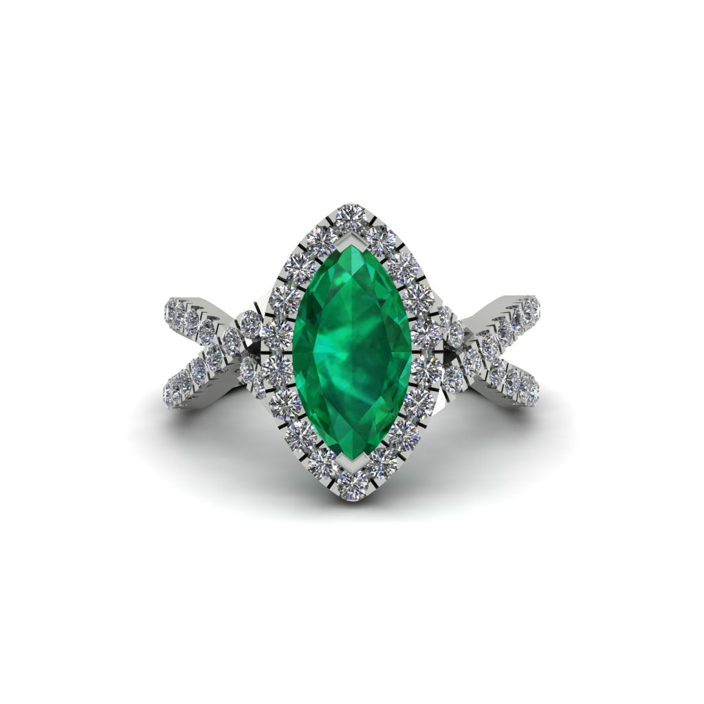 Emerald Marquise Split Shank Engagement Ring - Carly No. 6