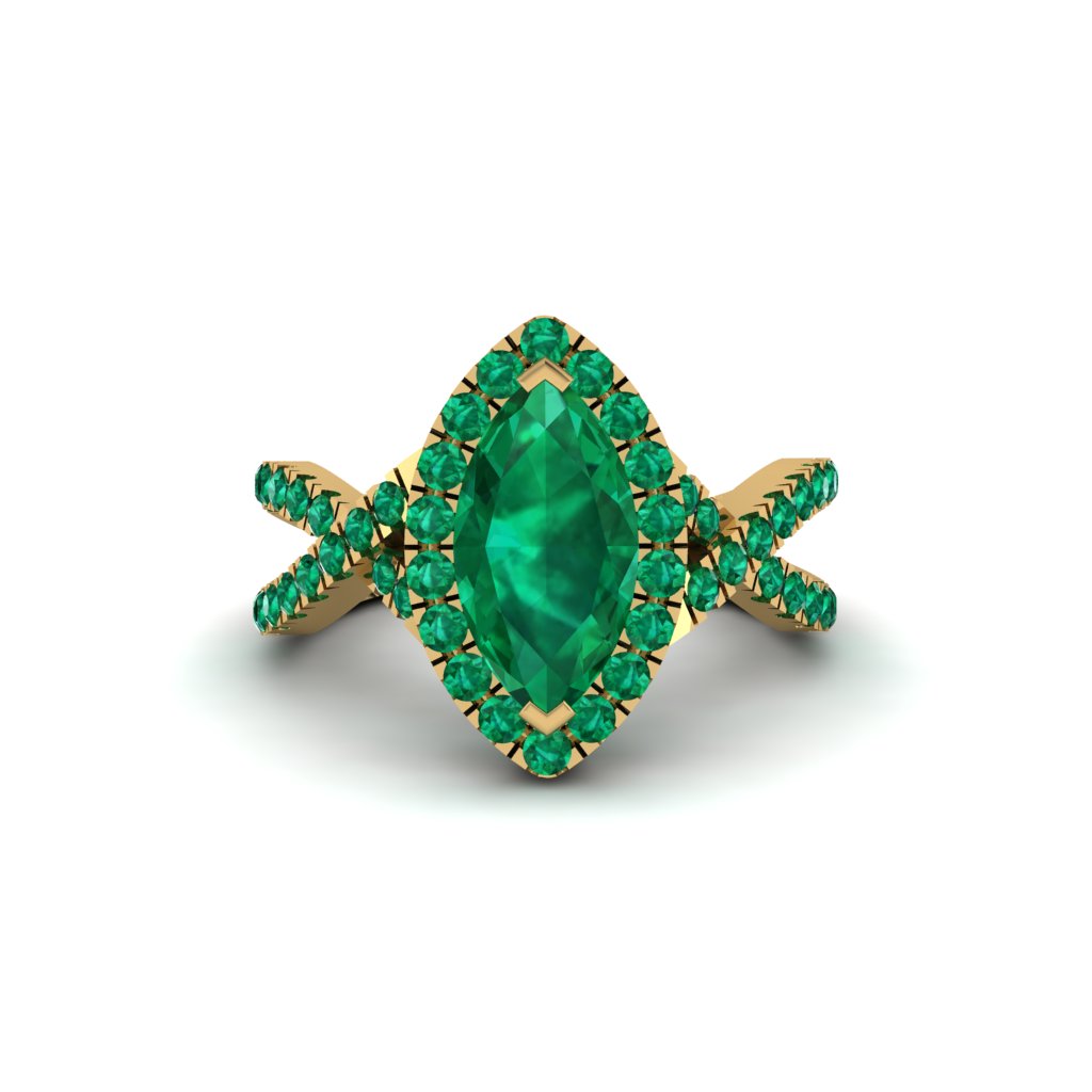 Emerald Marquise Split Shank Engagement Ring - Carly No. 19