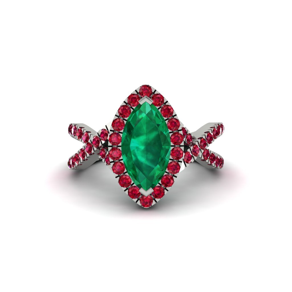 Emerald Marquise Split Shank Engagement Ring - Carly No. 51