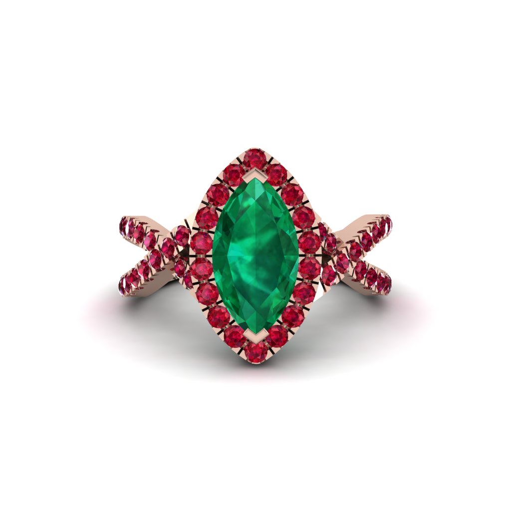 Emerald Marquise Split Shank Engagement Ring - Carly No. 50
