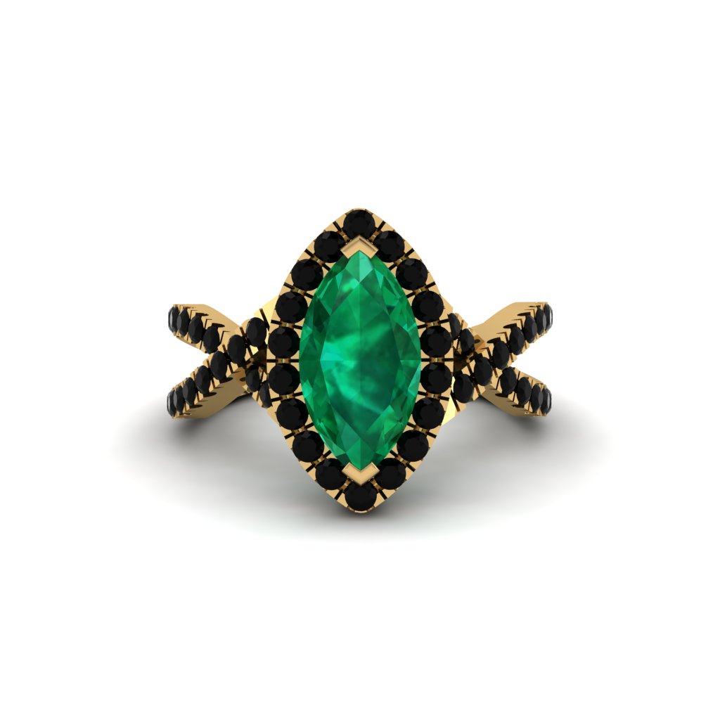 Emerald Marquise Split Shank Engagement Ring - Carly No. 34