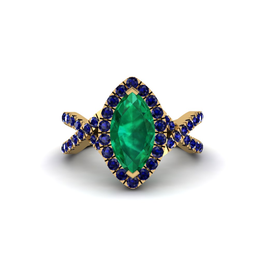 Emerald Marquise Split Shank Engagement Ring - Carly No. 64