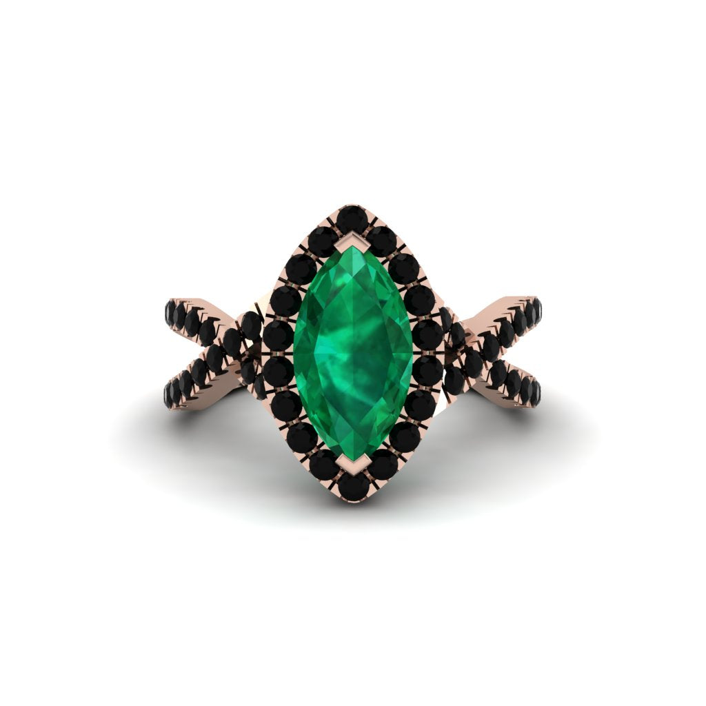 Emerald Marquise Split Shank Engagement Ring - Carly No. 35