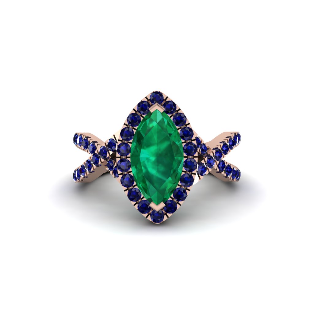 Emerald Marquise Split Shank Engagement Ring - Carly No. 65