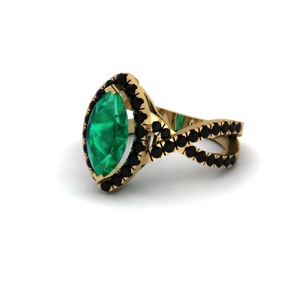 Emerald Marquise Split Shank Engagement Ring - Carly No. 34